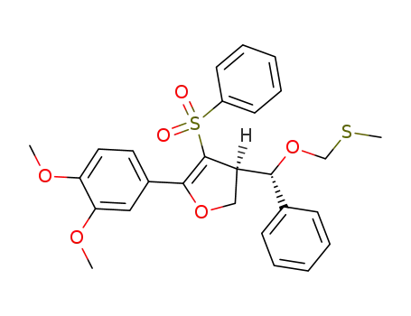 Molecular Structure of 131575-82-1 ((4R,αS)-2-(3,4-dimethoxyphenyl)-4-(α-methylthiomethoxybenzyl)-3-phenylsulphonyl-4,5-dihydrofuran)