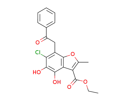 3-Benzofurancarboxylic acid,
6-chloro-4,5-dihydroxy-2-methyl-7-(2-oxo-2-phenylethyl)-, ethyl ester