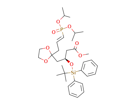 (S)-3-(tert-Butyl-diphenyl-silanyloxy)-4-{2-[(E)-3-(diisopropoxy-phosphoryl)-allyl]-[1,3]dioxolan-2-yl}-butyric acid methyl ester