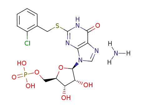 Molecular Structure of 88868-92-2 (5'-Xanthosinic acid, 2-S-[(2-chlorophenyl)methyl]-2-thio-, diammonium
salt)