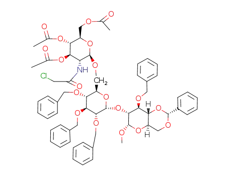 methyl O-(3,4,6-tri-O-acetyl-2-chloroacetamido-2-deoxy-β-D-glucopyranosyl)-(1->6)-O-(2,3,4-tri-O-benzyl-α-D-glucopyranosyl)-(1->2)-3-O-benzyl-4,6-O-benzylidene-α-glucopyranoside