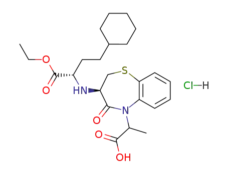 (S)-2-[(R)-5-(1-Carboxy-ethyl)-4-oxo-2,3,4,5-tetrahydro-benzo[b][1,4]thiazepin-3-ylamino]-4-cyclohexyl-butyric acid ethyl ester; hydrochloride