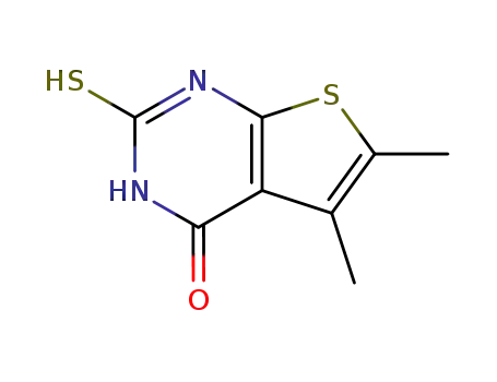Molecular Structure of 38201-64-8 (2-MERCAPTO-5,6-DIMETHYLTHIENO[2,3-D]PYRIMIDIN-4(3H)-ONE)