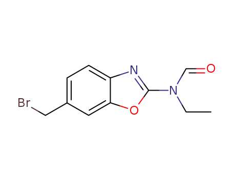 Molecular Structure of 128618-40-6 (Formamide, N-[6-(bromomethyl)-2-benzoxazolyl]-N-ethyl-)