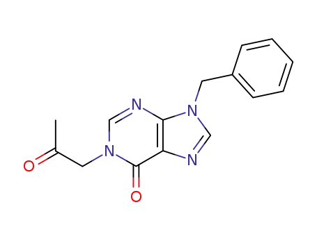 Molecular Structure of 110287-91-7 (6H-Purin-6-one, 1,9-dihydro-1-(2-oxopropyl)-9-(phenylmethyl)-)