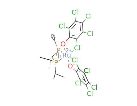 Molecular Structure of 309965-71-7 (Ru(OC<sub>6</sub>Cl<sub>5</sub>)2(((CH<sub>3</sub>)2CH)2PCH<sub>2</sub>P(C<sub>6</sub>H<sub>5</sub>)2))