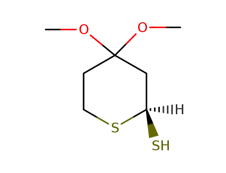 Molecular Structure of 78442-68-9 (2H-Thiopyran-2-thiol, tetrahydro-4,4-dimethoxy-, (S)-)