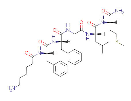 Molecular Structure of 82155-83-7 (6-Amino-hexanoic acid {(S)-1-[(S)-1-({[(S)-1-((S)-1-carbamoyl-3-methylsulfanyl-propylcarbamoyl)-3-methyl-butylcarbamoyl]-methyl}-carbamoyl)-2-phenyl-ethylcarbamoyl]-2-phenyl-ethyl}-amide)