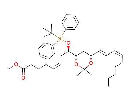 methyl 8R-tert-butyldiphenylsilyloxy-9S,11R-dihydroxy-9,11-O-isopropylidene-eicosa-5Z,12E,14Z-trienoate