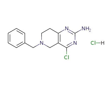 Molecular Structure of 121187-71-1 (2-amino-6-benzyl-4-chloro-5,6,7,8-tetrahydropyrido<4,3-d>pyrimidine hydrochloride)