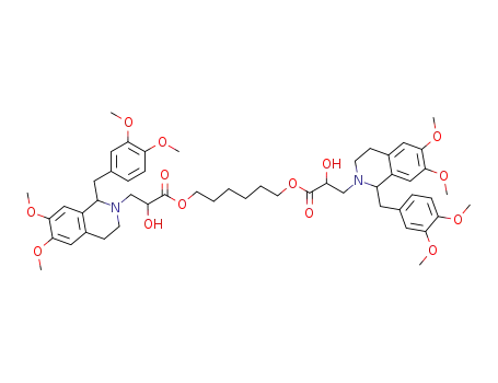 Molecular Structure of 145487-81-6 (3-[1-(3,4-Dimethoxy-benzyl)-6,7-dimethoxy-3,4-dihydro-1H-isoquinolin-2-yl]-2-hydroxy-propionic acid 6-{3-[1-(3,4-dimethoxy-benzyl)-6,7-dimethoxy-3,4-dihydro-1H-isoquinolin-2-yl]-2-hydroxy-propionyloxy}-hexyl ester)