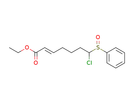 Molecular Structure of 193097-41-5 (2-Heptenoic acid, 7-chloro-7-(phenylsulfinyl)-, ethyl ester, (E)-)