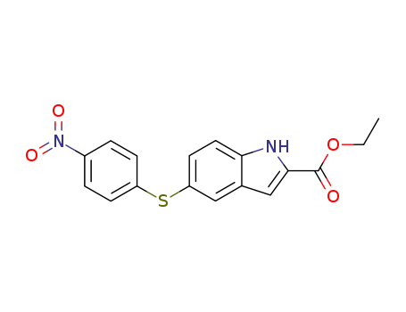 Molecular Structure of 134826-19-0 (2-ethoxycarbonyl-5-(p-nitrophenylthio)indole)