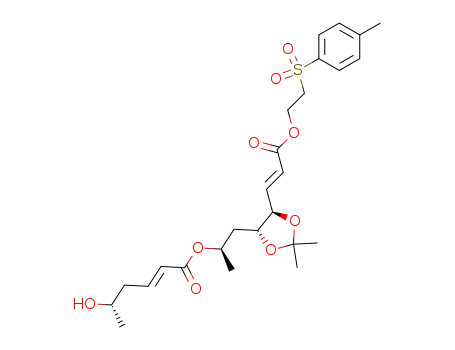 (E)-(S)-5-Hydroxy-hex-2-enoic acid (R)-2-((4R,5R)-2,2-dimethyl-5-{(E)-2-[2-(toluene-4-sulfonyl)-ethoxycarbonyl]-vinyl}-[1,3]dioxolan-4-yl)-1-methyl-ethyl ester