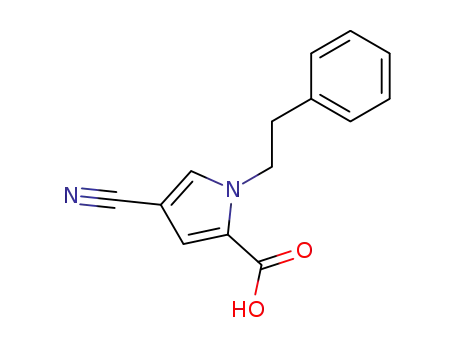 Molecular Structure of 66491-01-8 (4-cyano-1-phenethyl-1H-pyrrole-2-carboxylic acid)