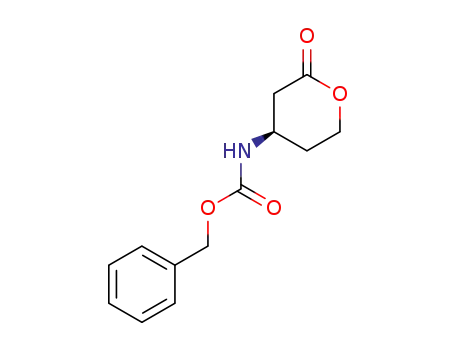 Molecular Structure of 84787-51-9 (Carbamic acid, (tetrahydro-2-oxo-2H-pyran-4-yl)-, phenylmethyl ester,
(R)-)