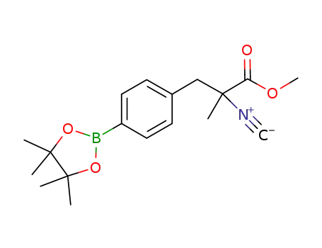 Molecular Structure of 1040528-99-1 (2-isocyano-2-methyl-3-(4-(4,4,5,5-tetramethyl(1,3,2)dioxaborolan-2-yl)-phenyl)-propionic acid methyl ester)
