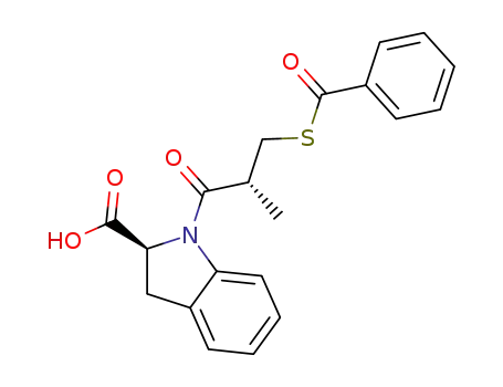 Molecular Structure of 78779-26-7 ((+)-(S)-1-<(R)-(3-benzoylthio)-2-methyl-1-oxopropyl>indoline-2-carboxylic acid)