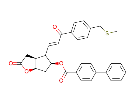 4-Biphenylcarbonsaeure-<6-<(4-methylthiomethylphenyl)carbonylvinyl>-3-oxo-2-oxa-7-bicyclo-<3.3.0>octylester>