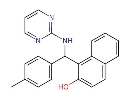 Molecular Structure of 1094443-80-7 (1-(p-methylphenyl(2-pyrimidinylamino)methyl)naphthalene-2-ol)