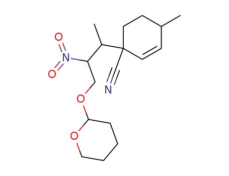 4-Methyl-1-[1-methyl-2-nitro-3-(tetrahydro-pyran-2-yloxy)-propyl]-cyclohex-2-enecarbonitrile