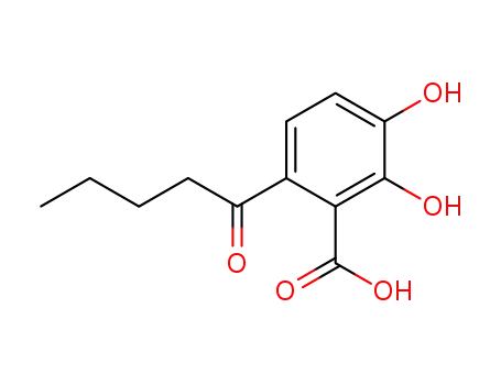 Molecular Structure of 138350-82-0 (Benzoic acid, 2,3-dihydroxy-6-(1-oxopentyl)-)