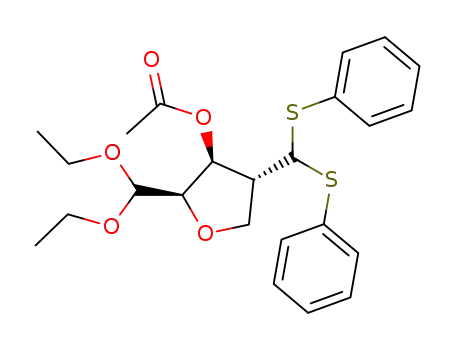 2,5-anhydro-3-O-acetyl-4-desoxy-4-C-<bis(phenylthio)methyl>D-xylose diethylacetal