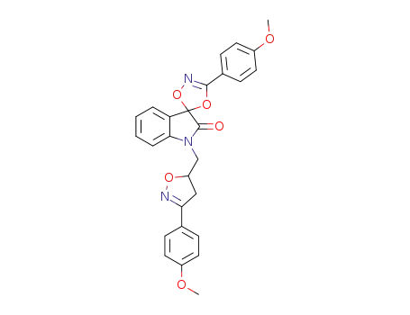 Molecular Structure of 1310453-10-1 (3-(4-methoxyphenyl)-6-{[3-(4-methoxyphenyl)(4,5-dihydroisoxazol-5-yl)]methyl}spiro[1,4,2-dioxazoline-5,3'-indoline]-7-one)