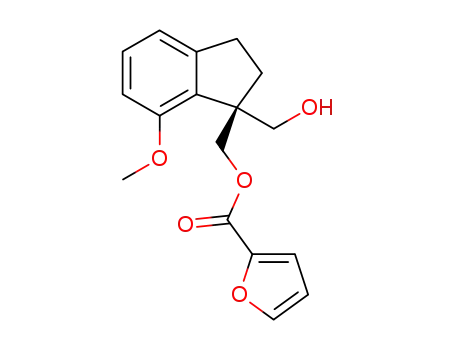 Molecular Structure of 302336-24-9 (2-Furancarboxylic acid,
[(1R)-2,3-dihydro-1-(hydroxymethyl)-7-methoxy-1H-inden-1-yl]methyl
ester)