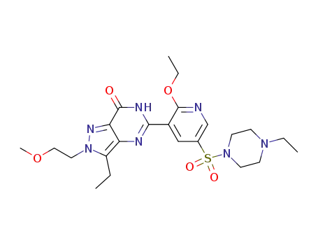 Molecular Structure of 334826-98-1 (5-[2-Ethoxy-5-(4-ethylpiperazin-1-ylsulfonyl)pyridin-3-yl]-3-ethyl-2-(2-methoxyethyl)-2,6-dihydro-7H-pyrazolo[4,3-d]pyrimidin-7-one)