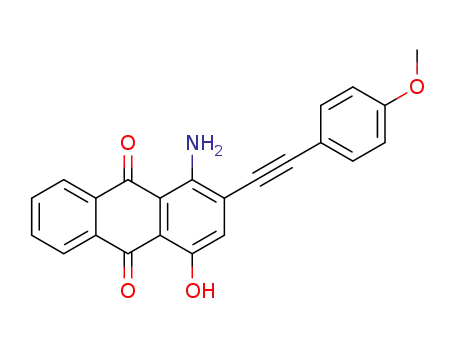 Molecular Structure of 1338810-36-8 (1-amino-4-hydroxy-2-[(4-methoxyphenyl)ethynyl]anthracene-9,10-dione)