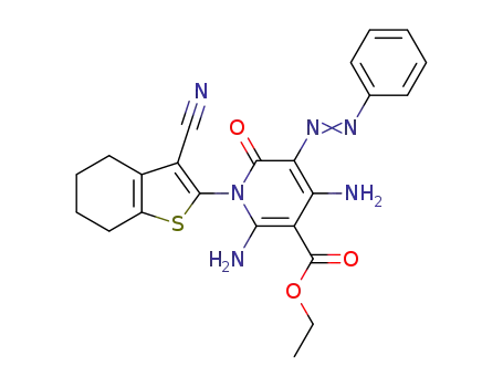 ethyl 5-(2-phenyldiazenyl)-2,4-diamino-1-(3-cyano-4,5,6,7-tetrahydrobenzo[b]thiophen-2-yl)-1,6-dihydro-6-oxopyridine-3-carboxylate