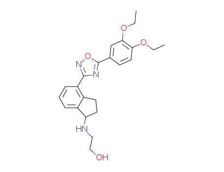 Molecular Structure of 1094042-01-9 (2-(4-(5-(3,4-Diethoxyphenyl)-1,2,4-oxadiazol-3-yl)-2,3-dihydro-1H-inden-1-ylamino)ethanolhydrochloride)