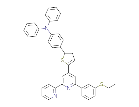 Molecular Structure of 1351823-50-1 (4-(5-(6-(3-(ethylthio)phenyl)-2,2'-bipyridin-4-yl)thiophen-2-yl)-N,N-diphenylaniline)