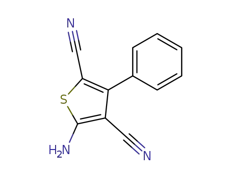 Molecular Structure of 52846-60-3 (2,4-Thiophenedicarbonitrile, 5-amino-3-phenyl-)