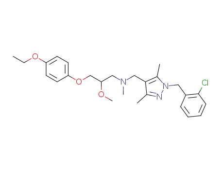 Molecular Structure of 1280193-99-8 (N-((1-(2-chlorobenzyl)-3,5-dimethyl-1H-pyrazol-4-yl)-methyl)-3-(4-ethoxyphenoxy)-2-methoxy-N-methylpropan-1-amine)
