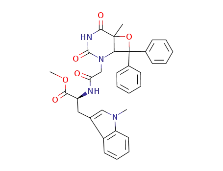 2-[2-(6-methyl-3,5-dioxo-8,8-diphenyl-7-oxa-2,4-diaza-bicyclo[4.2.0]oct-2-yl)-acetylamino]-3-(1-methyl-1<i>H</i>-indol-3-yl)-propionic acid methyl ester
