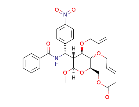 (4S,5R,6S,7S,4aS,8aR)-acetic acid 3,4-bis-allyloxy-5-[benzoylamino-(4-nitrophenyl)-methyl]-6-methoxy-tetrahydro-pyran-2-ylmethyl ester