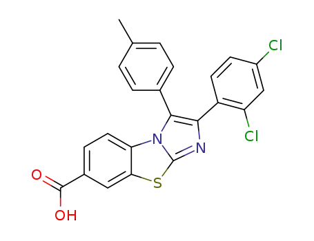 Molecular Structure of 1370024-36-4 (2-(2,4-dichlorophenyl)-3-(4-methylphenyl)imidazo[2,1-b][1,3]benzothiazole-7-carboxylic acid)