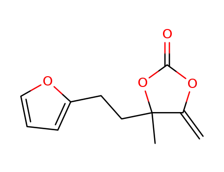 Molecular Structure of 632291-69-1 (1,3-Dioxolan-2-one, 4-[2-(2-furanyl)ethyl]-4-methyl-5-methylene-)