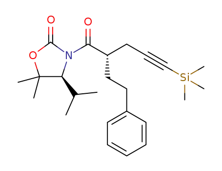 4-(S)-isopropyl-5,5-dimethyl-3-(2-(S)-phenethyl-5-trimethylsilanyl-pent-4-ynoyl)-oxazolidin-2-one