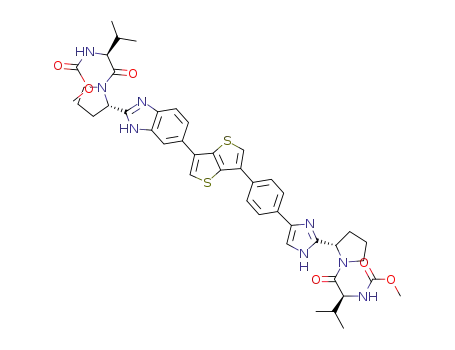 [(S)-1-((S)-2-{4-[4-(6-{2-[(S)-1-((S)-2-methoxycarbonylamino-3-methylbutyryl)pyrrolidin-2-yl]-3H-benzoimidazol-5-yl}thieno[3,2-b]thiophen-3-yl)phenyl]-1H-imidazol-2-yl}pyrrolidine-1-carbonyl)-2-methylpropyl]carbamic acid methyl ester