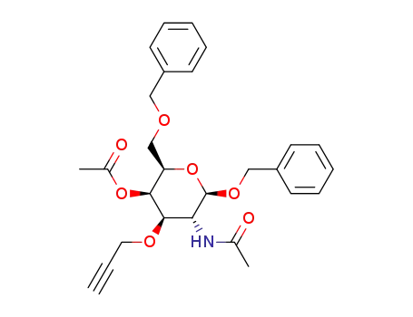 Molecular Structure of 1287768-36-8 (benzyl 2-acetamido-3-O-propargyloxy-4-O-acetyl-6-O-benzyl-2-deoxy-β-D-galactopyranoside)