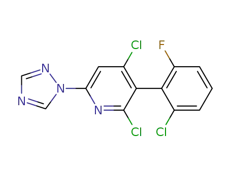 Molecular Structure of 872853-35-5 (Pyridine,
2,4-dichloro-3-(2-chloro-6-fluorophenyl)-6-(1H-1,2,4-triazol-1-yl)-)