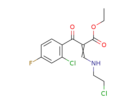 Molecular Structure of 1258458-27-3 (ethyl 3-[(2-chloroethyl)amino]-2-(2-chloro-4-fluorobenzoyl)prop-2-enoate)
