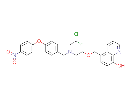Molecular Structure of 1327167-53-2 (5-((2-((2,2-dichloroethyl)(4-(4-nitrophenoxy)benzyl)amino)ethoxy)methyl)quinolin-8-ol)