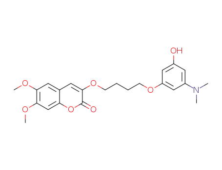 Molecular Structure of 1253783-51-5 (3-{4-[3-(dimethylamino)-5-hydroxyphenoxy]butoxy}-6,7-dimethoxy-2H-chromen-2-one)