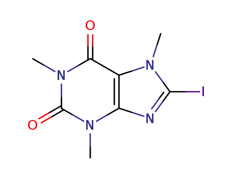 Molecular Structure of 5415-41-8 (8-iodo-1,3,7-trimethyl-3,7-dihydro-1H-purine-2,6-dione)