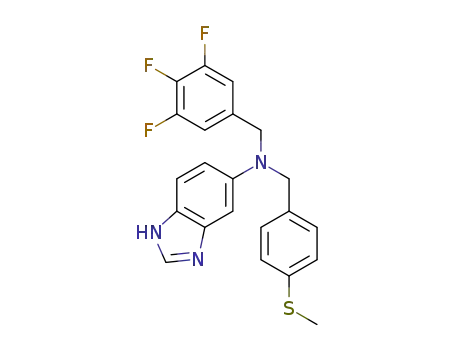 Molecular Structure of 1342888-07-6 (N-(3,4,5-trifluorobenzyl)-N-(4-(methylthio)benzyl)-1H-benzo[d]imidazol-5-amine)