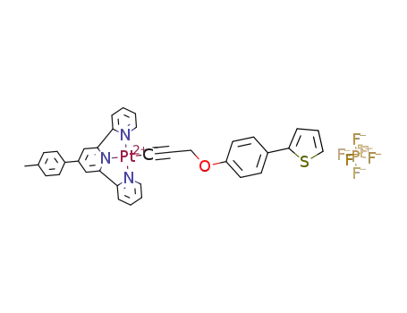 [(4'-tolyl-trpy)Pt(C<sub>.</sub>ident.C-CH<sub>2</sub>-O-C<sub>6</sub>H<sub>4</sub>-C<sub>4</sub>H<sub>3</sub>S)]PF<sub>6</sub>